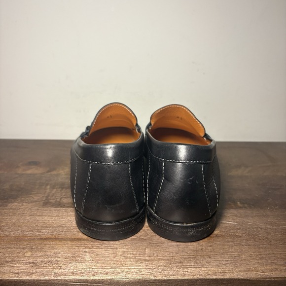 Santoni Bit Loafers Made In Italy Leather Dress Shoes Men's 8.5 D Black Slip On - Picture 4 of 9